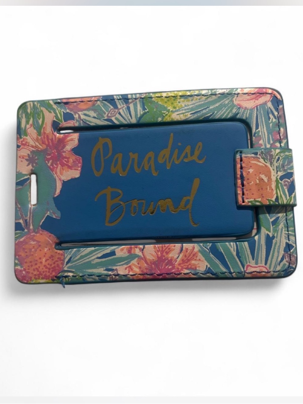 Lilly Pulitzer Blue Floral 'Paradise Bound' Wallet Case with Gold Script
